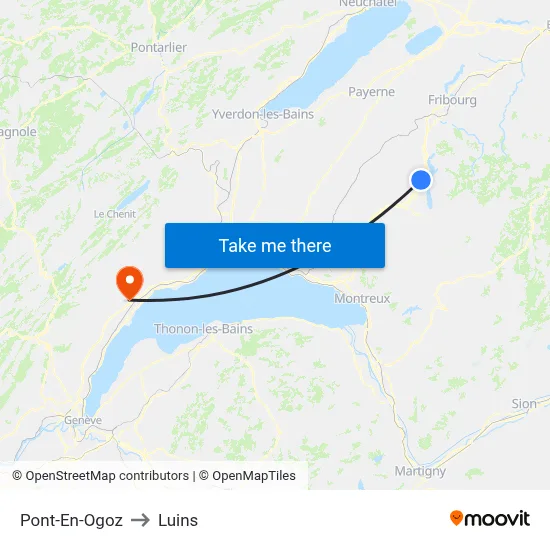 Pont-En-Ogoz to Luins map