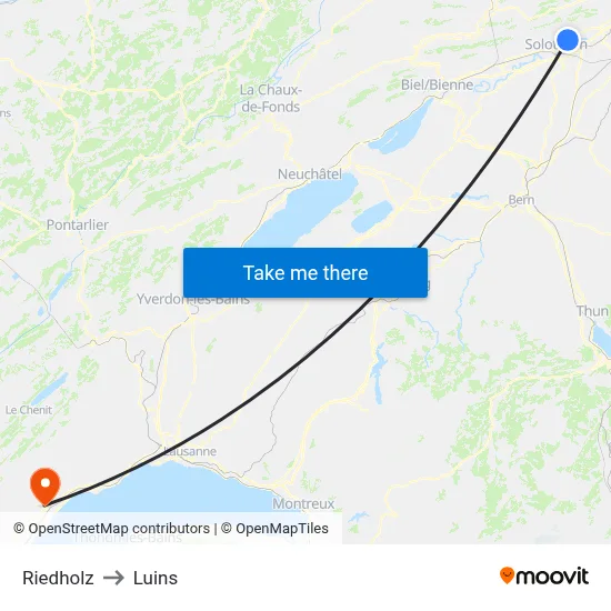 Riedholz to Luins map
