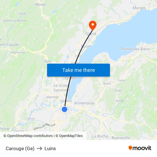 Carouge (Ge) to Luins map