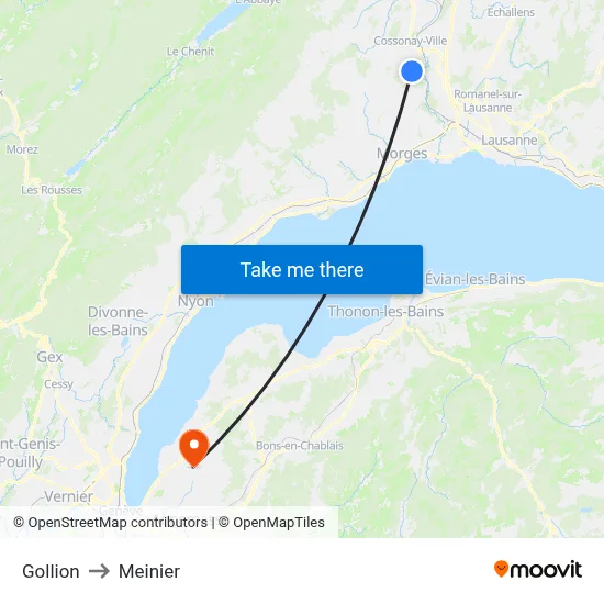 Gollion to Meinier map