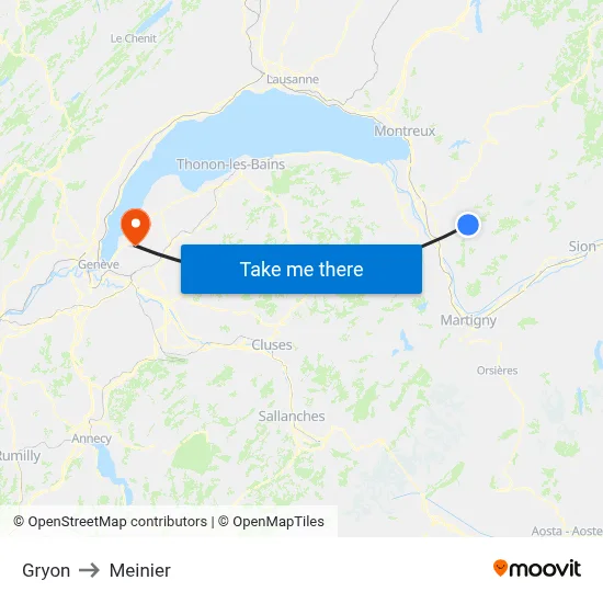 Gryon to Meinier map