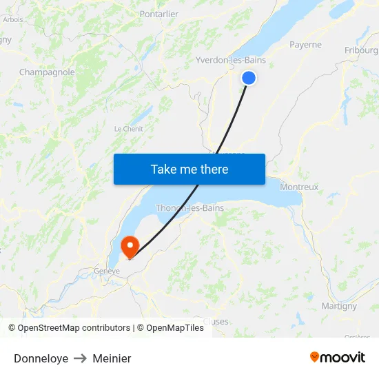 Donneloye to Meinier map