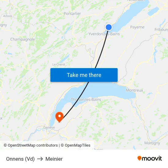 Onnens (Vd) to Meinier map