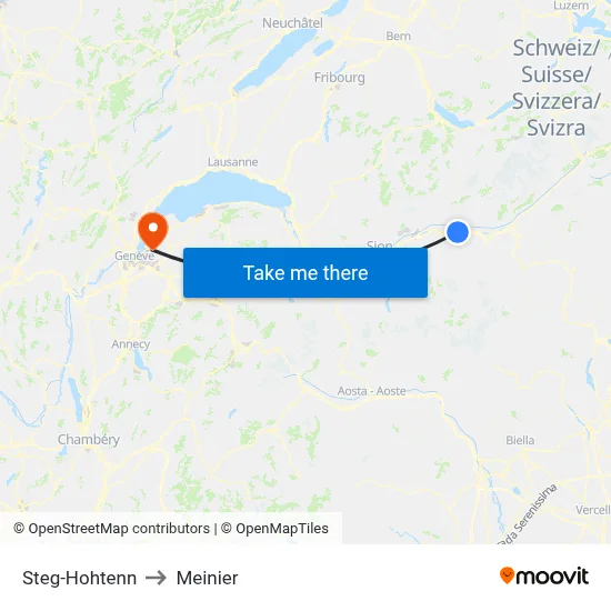 Steg-Hohtenn to Meinier map