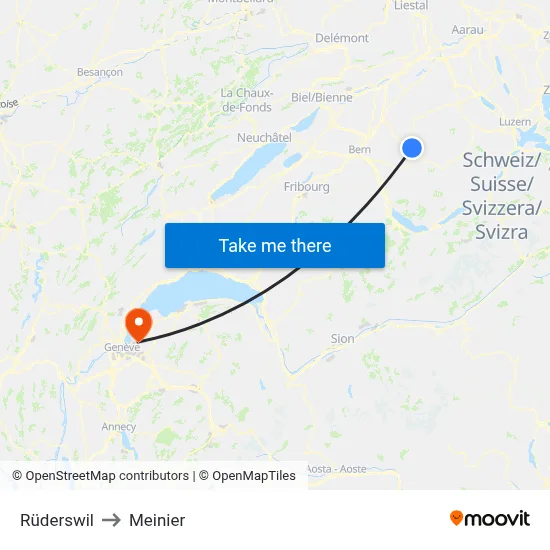 Rüderswil to Meinier map