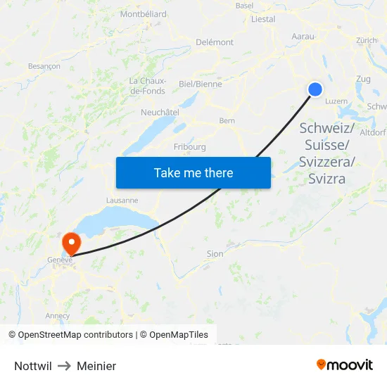 Nottwil to Meinier map