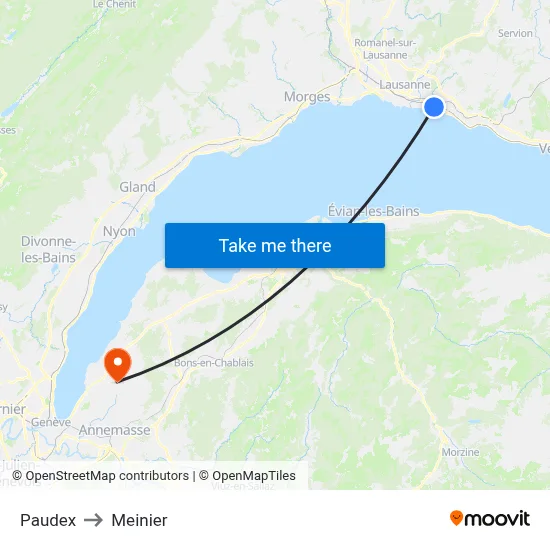 Paudex to Meinier map