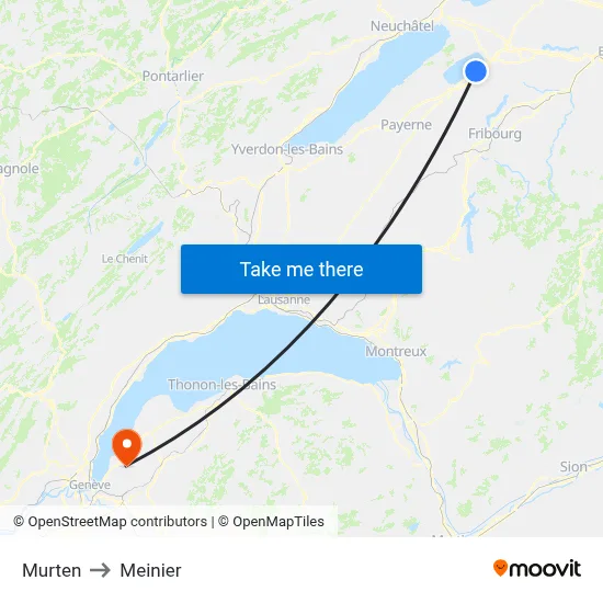 Murten to Meinier map