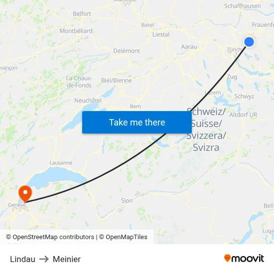 Lindau to Meinier map