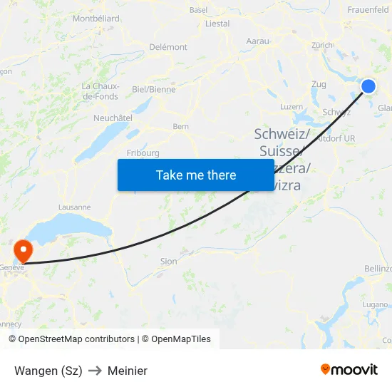 Wangen (Sz) to Meinier map
