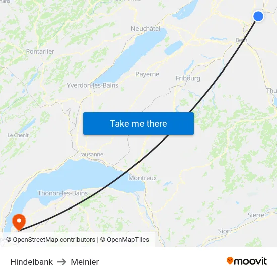 Hindelbank to Meinier map