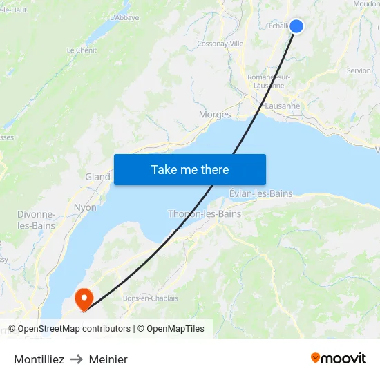 Montilliez to Meinier map