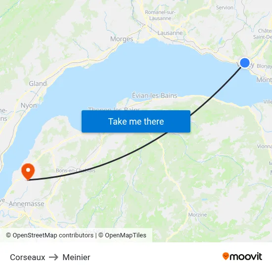 Corseaux to Meinier map