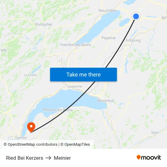 Ried Bei Kerzers to Meinier map