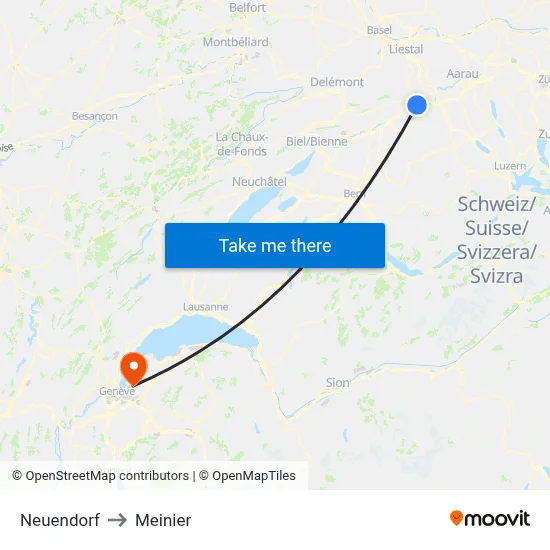 Neuendorf to Meinier map