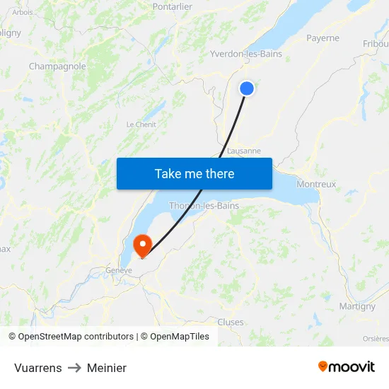 Vuarrens to Meinier map