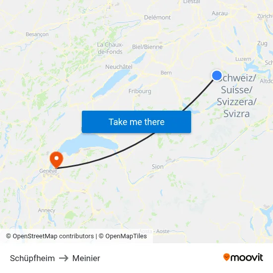 Schüpfheim to Meinier map