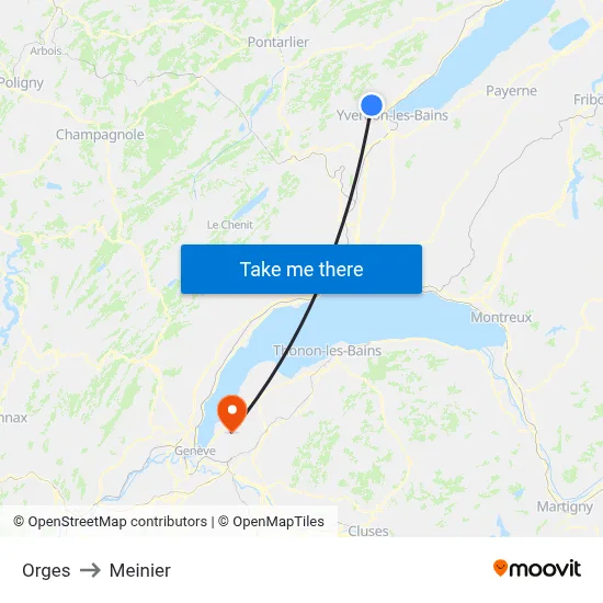 Orges to Meinier map
