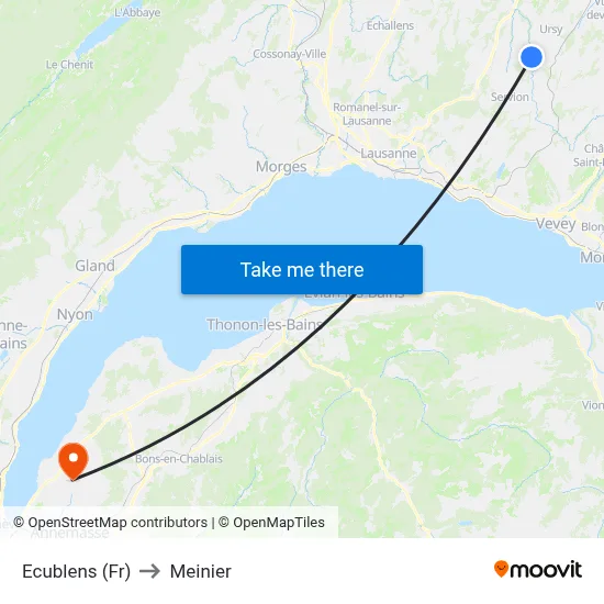 Ecublens (Fr) to Meinier map