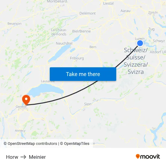 Horw to Meinier map
