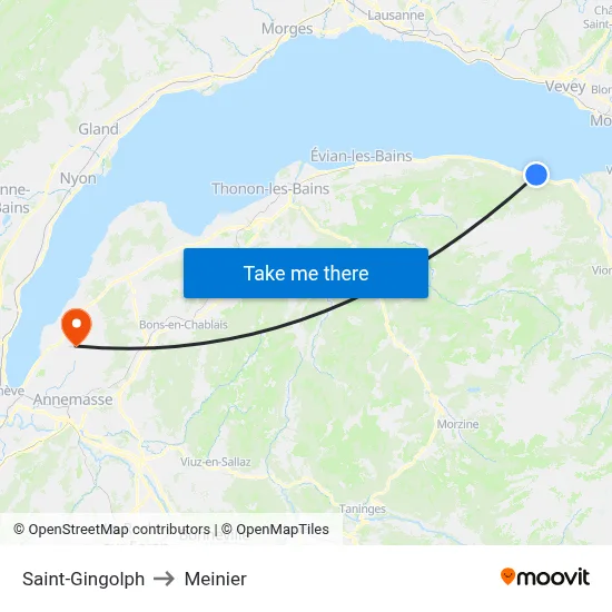 Saint-Gingolph to Meinier map