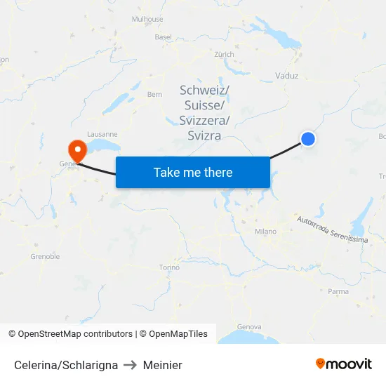 Celerina/Schlarigna to Meinier map