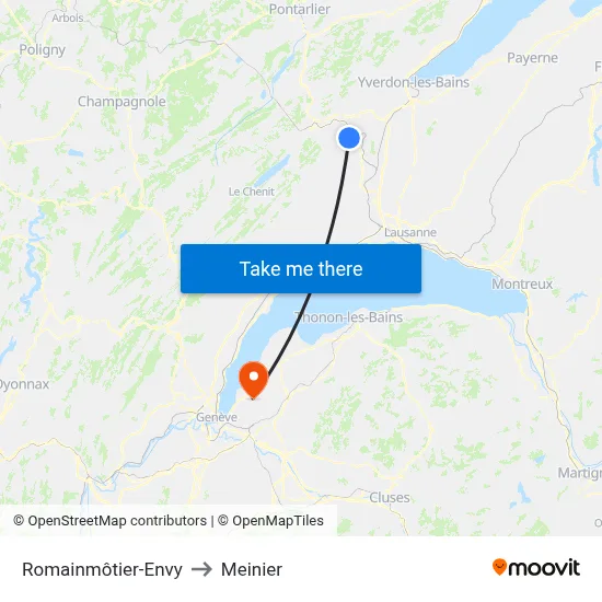 Romainmôtier-Envy to Meinier map