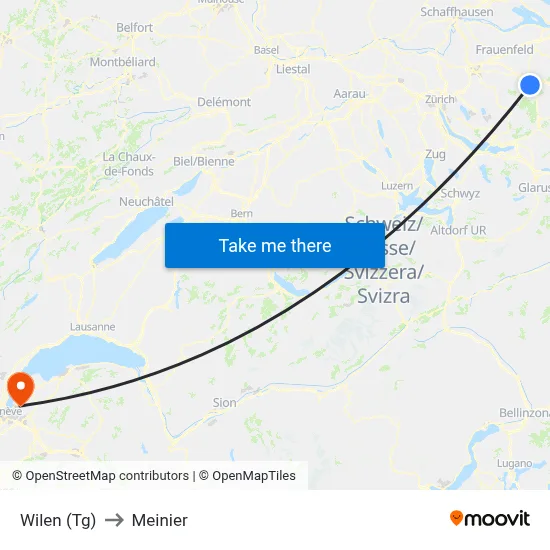 Wilen (Tg) to Meinier map