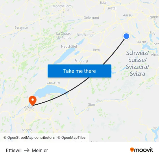 Ettiswil to Meinier map