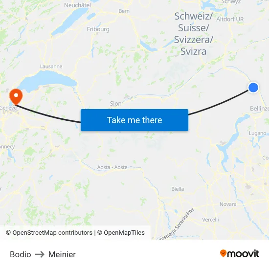 Bodio to Meinier map