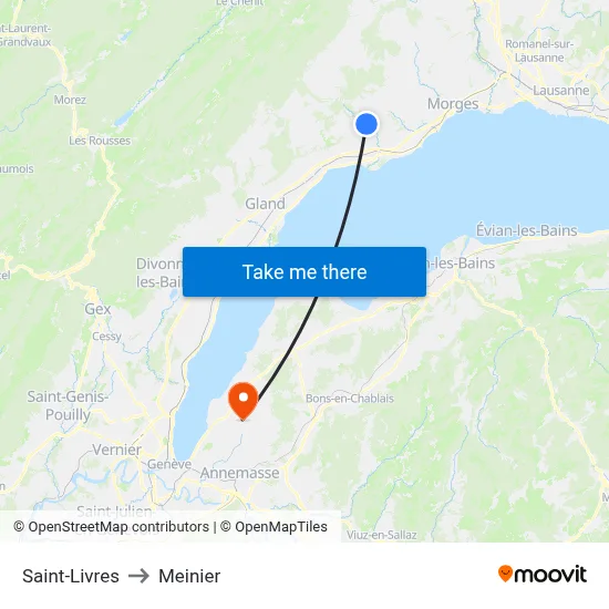 Saint-Livres to Meinier map