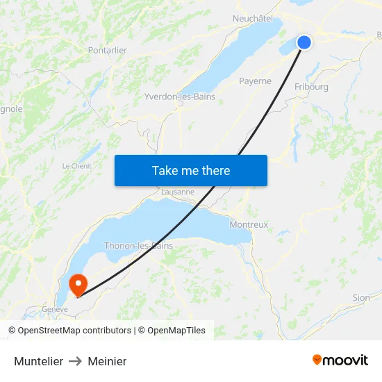 Muntelier to Meinier map