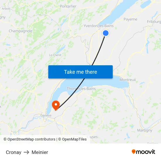 Cronay to Meinier map