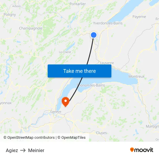 Agiez to Meinier map
