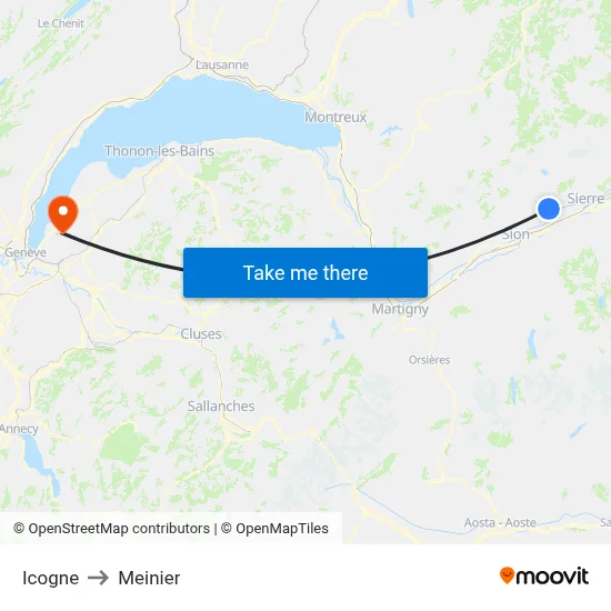 Icogne to Meinier map
