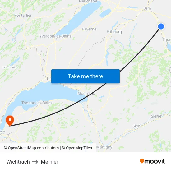 Wichtrach to Meinier map