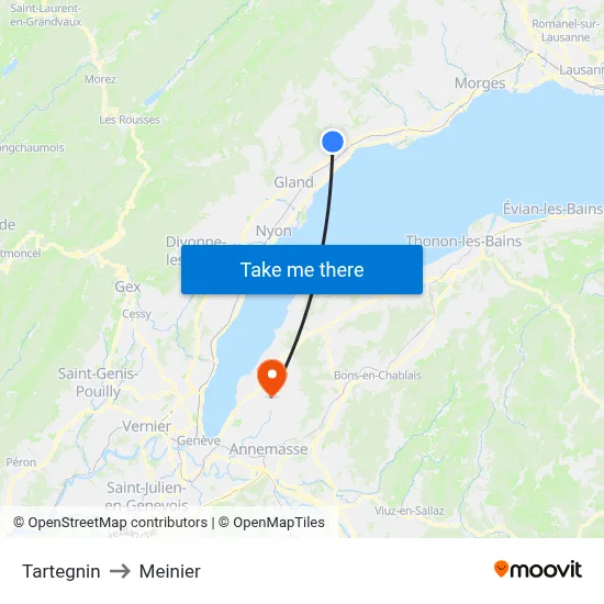 Tartegnin to Meinier map