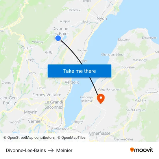 Divonne-Les-Bains to Meinier map