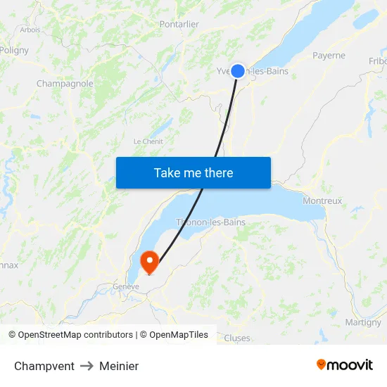 Champvent to Meinier map