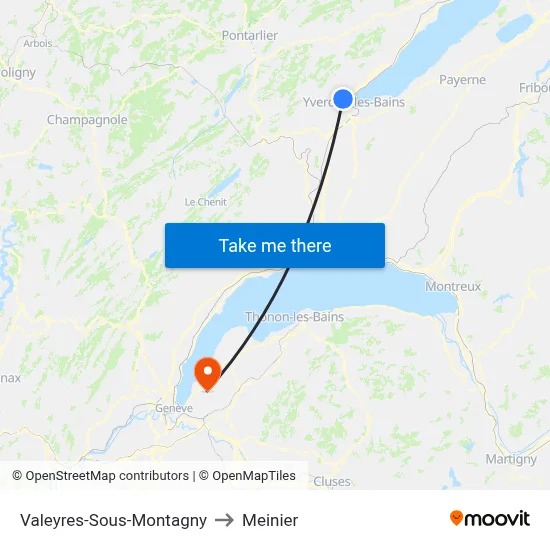 Valeyres-Sous-Montagny to Meinier map