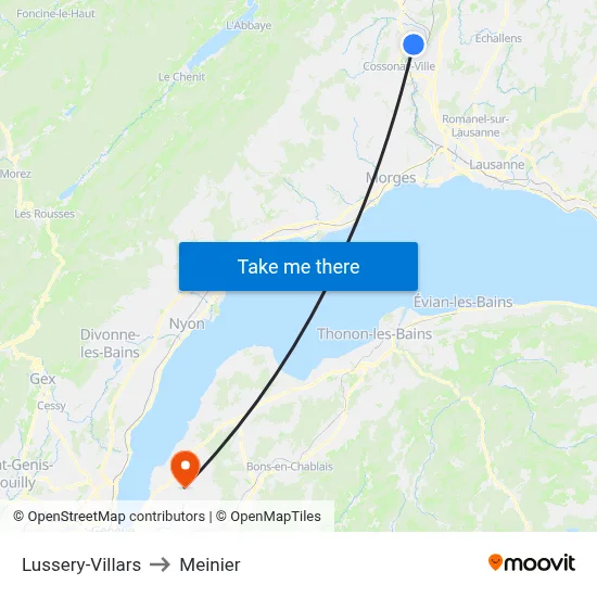 Lussery-Villars to Meinier map