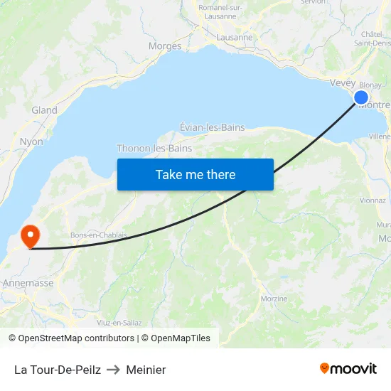La Tour-De-Peilz to Meinier map
