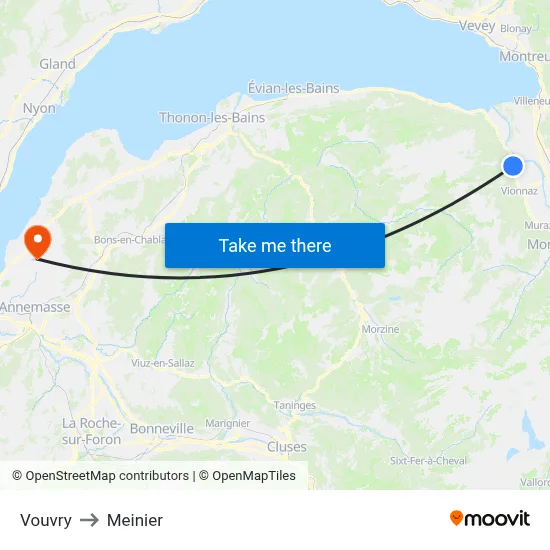 Vouvry to Meinier map