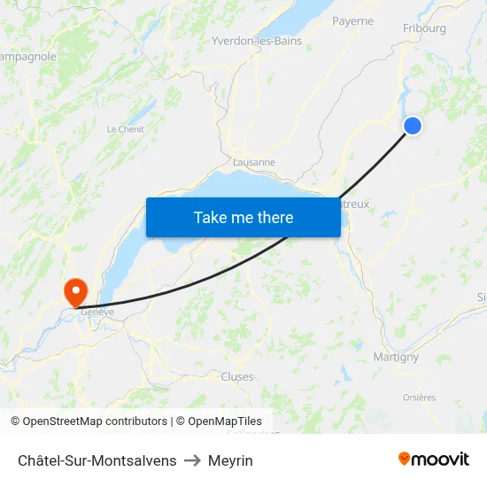 Châtel-Sur-Montsalvens to Meyrin map