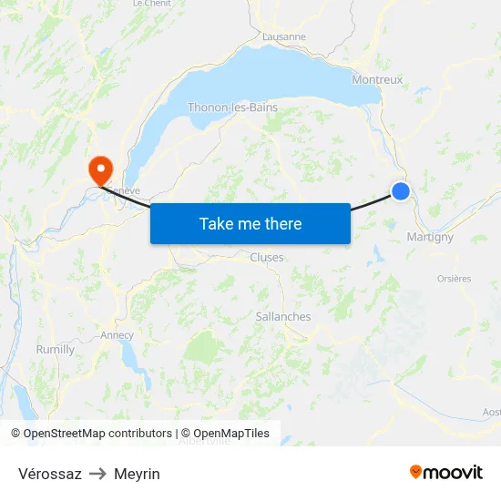 Vérossaz to Meyrin map