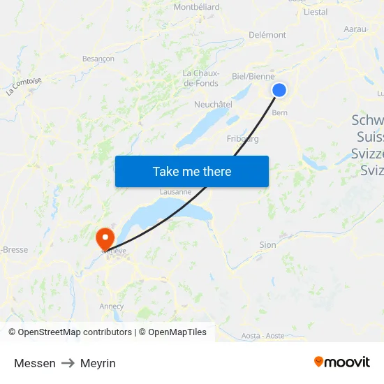 Messen to Meyrin map