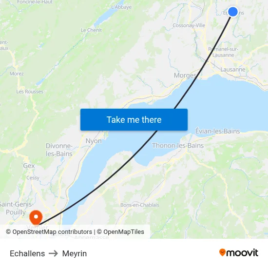 Echallens to Meyrin map