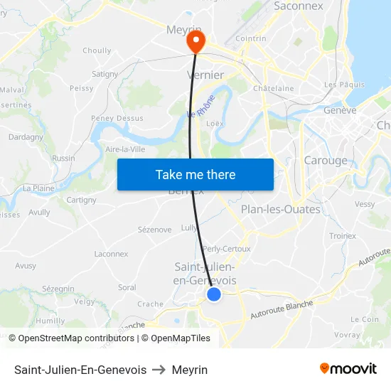 Saint-Julien-En-Genevois to Meyrin map