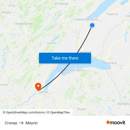 Cronay to Meyrin map