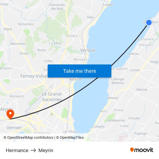 Hermance to Meyrin map